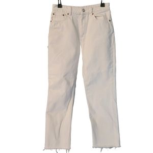 ZARA oyster white high rise button fly jeans size 8